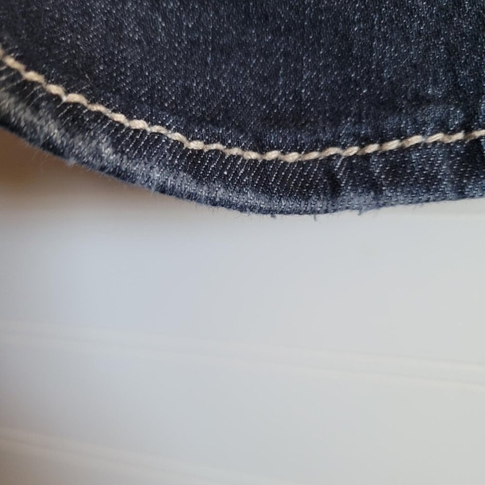 BKE Mens Jeans Size 29R Jake Dark Wash Straight Distressing Heavy Stitching - Picture 12 of 12